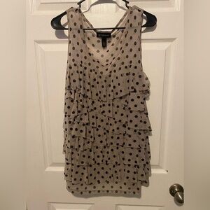 INC International Concepts Cream and Black Polka Dot Top